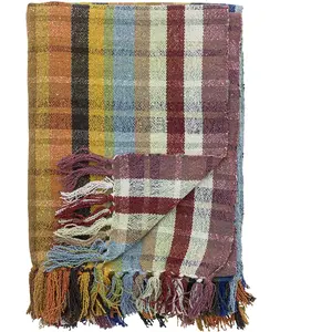 Bloomingville - Plaid Elmy - Multicolore - Coton recyclé pas cher