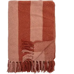 Bloomingville - Plaid Frello - Orange - Coton recyclé pas cher