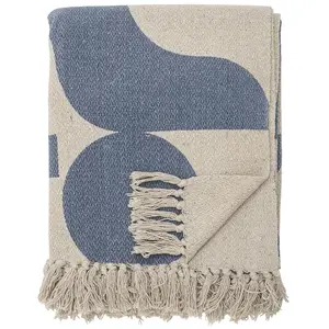 Bloomingville - Plaid Plaids - Bleu - Coton recyclé pas cher