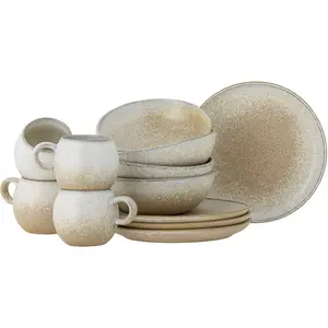 Comparateur de prix : Service de vaisselle petit-déjeuner pour 4 en grès nature Paula - Bloomingville
