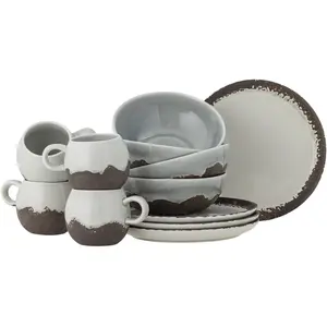 Comparateur de prix : Bloomingville Paula service de table petit déjeuner 12 pièces marron -...