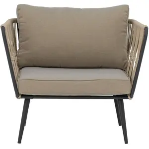 Bloomingville - Fauteuil rembourré Pavone - Beige - Corde polyester pas cher