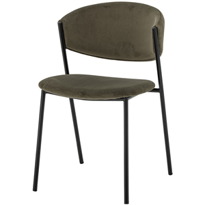 Chaise de salle à manger en velours lisse vert Marlo - Bloomingville pas cher