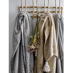 Comparateur de prix : Bloomingville Rodion Plaid en Coton recyclé Gris 160 x 130 cm