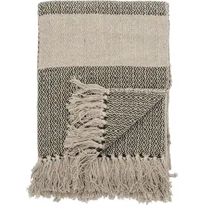Plaid coton recyclé franges Bloomingville Fidan Bloomingville pas cher