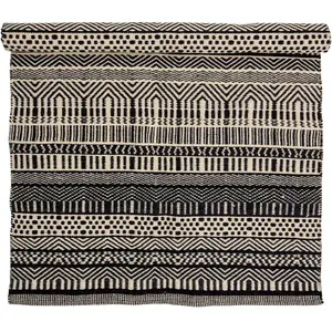 Tapis à motifs en laine noire 180x120 cm Joob - Bloomingville pas cher