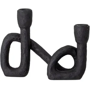 Comparateur de prix : Bloomingville Mashel Bougeoir en polyrésine Noir 21 x 16,5 x 6 cm