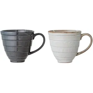 Comparateur de prix : Bloomingville - Tasse Masame en grès - Set de 2 Blanc taille unique