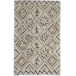 Tapis rectangulaire en coton naturel 150x90 cm Jaida - Bloomingville pas cher