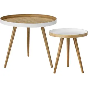 Bloomingville Table basse ensemble de deux bambou blanc pas cher