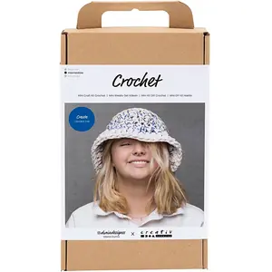 Creativ company Kit d'artisanat au Crochet, bleu, naturel clair, jaune, Chunky Bucket Hat, 1 paquet pas cher