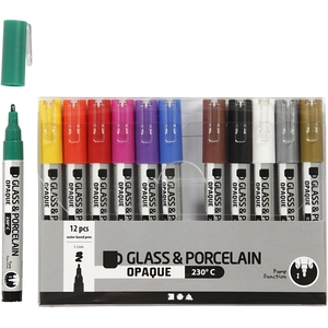 Comparateur de prix : Creativ company Lot de feutres pour verre et porcelaine - Couleurs opaques - 1 à 2 mm - 12 pcs