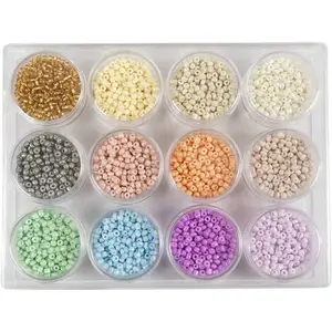 Creativ company Assortiment de perles de rocaille - Pastels - 3 mm - 12 x 17 g pas cher