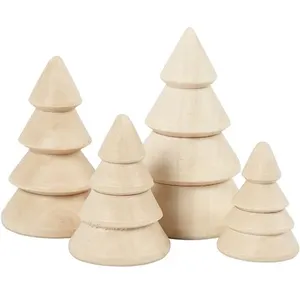 Comparateur de prix : Creativ Creotime arbre de Noël en bois 3,5/4,5/5,5/6,5 cm clair 4 pièces