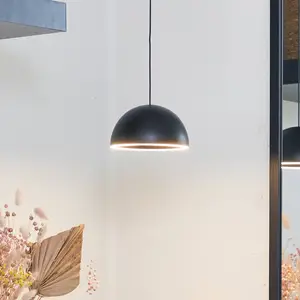 LOOM DESIGN Suspension LED Curve noir aluminium Ø 14 cm pas cher