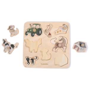 Scandinavian Baby Products Puzzle en bois A la ferme MULTICOLORE Filibabba pas cher