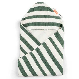 Done by Deer Cape de bain en coton biologique rayures vertes (70 x 70 cm) pas cher