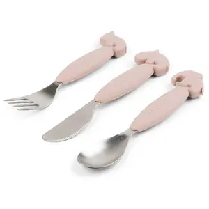 Comparateur de prix : Set de 3 couverts Easy-grip Deer friends Rose