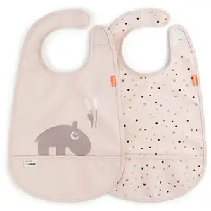 Done by Deer Bavoir bébé scratch Ozzo rose lot de 2 pas cher