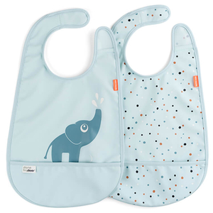 Done by Deer Lot de 2 bavoirs imperméables à velcro Elphee Bleu pas cher