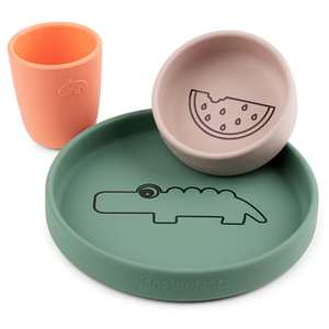 Done by Deer  Kit vaisselle enfant Croco silicone mélange coloris
