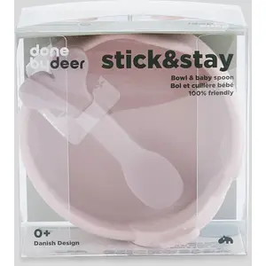 Comparateur de prix : Done By Deer Bol ventouse et cuillère silicone Wally rose