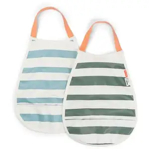 Done By Deer Lot de 2 bavoirs élastique Stripes Bleu et vert pas cher