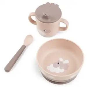Comparateur de prix : Done by Deer Coffret premier repas Happy clouds Rose (3 pièces)