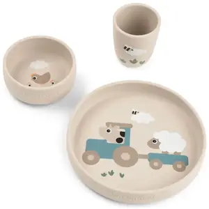 Coffret repas ventouse Tiny farm Sable