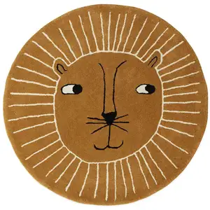 OYOY Tapis marron en laine et en coton Ø95cm pas cher