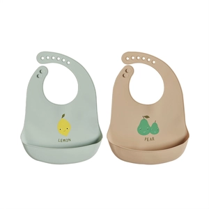 OYOY Lot de 2 bavoirs en silicone Yummy Clay-Caramel pas cher