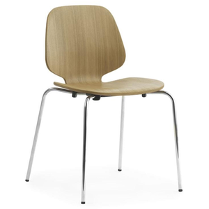 NORMANN COPENHAGEN chaise MY CHAIR avec la base chromée (Chêne - Bois plaqué et métal) pas cher