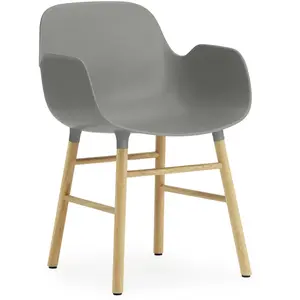 Fauteuil Form avec structure en bois - Chêne - gris Normann Copenhagen pas cher