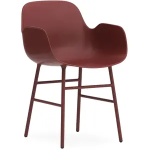 Chaise avec accoudoirs en acier et pp rouge Form - Normann Copenhagen pas cher