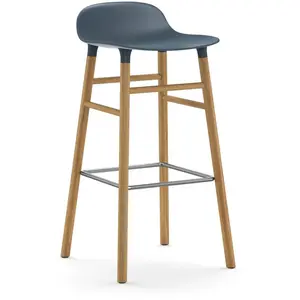 Chaise de bar avec structure en chêne bleu H75 pas cher