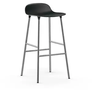 Tabouret de bar en chrome et pp noir 75 cm Form - Normann Copenhagen pas cher