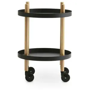 Chariot en acier noir et bois 45 cm Block - Normann Copenhagen pas cher