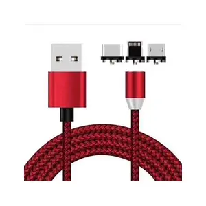 Lauto Câble Apple Lightning Type C 3 en 1 Magnétique Adaptateur Tête Chargeur pour Android iPhone iPAD - RougeVendu pardarty