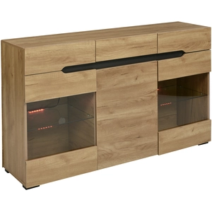 Buffet LED Meuble de salon 3 portes 3 tiroirs Commode pas cher