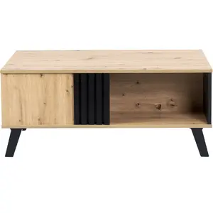 Urban Meuble Table basse rectangulaire industriel effet bois et noir 100x60x43cm pas cher