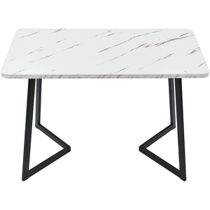 Urban Meuble Table à manger rectangulaire en motif marbre pieds en métal 117x68cm pas cher
