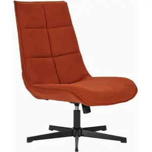 Urban Meuble Fauteuil rembourré tissu rouge orange pivotant pas cher