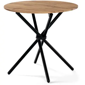 Urban Meuble Table de salle à manger 80*80 ronde effet bois pieds ronds croisés
