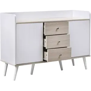Urban Meuble Buffet élégant blanc effet bois blanc 3 tiroirs pas cher