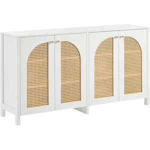 Urban Meuble Buffet élégant blanc en rotin 4 portes pas cher