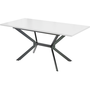 Urban Meuble Table de salle à manger rectangulaire extensible blanche pieds noirs