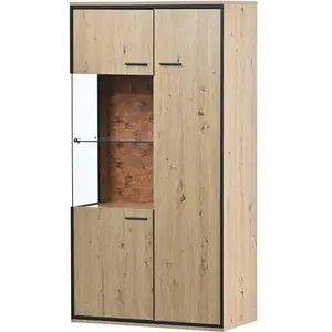 Urban Meuble Buffet haut vitrine moderne avec éclairage LED 150Hx78Lx40Tcm pas cher