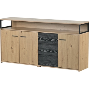 Urban Meuble Buffet industriel effet bois avec 3 portes et 3 tiroirs rangement pas cher