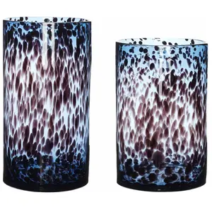 Set de 2 vases en verre bleu - Hübsch pas cher