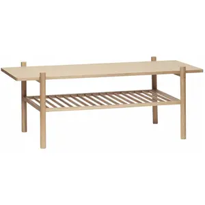 Comparateur de prix : Table basse avec étagère à lattes en chêne clair - Hübsch